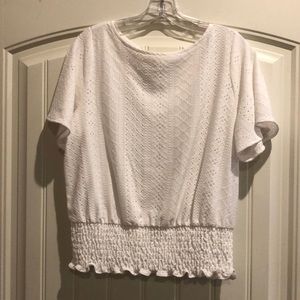 EUC Michael Michael Kors Sz M white knit top with smocked bottom. Worn 2x